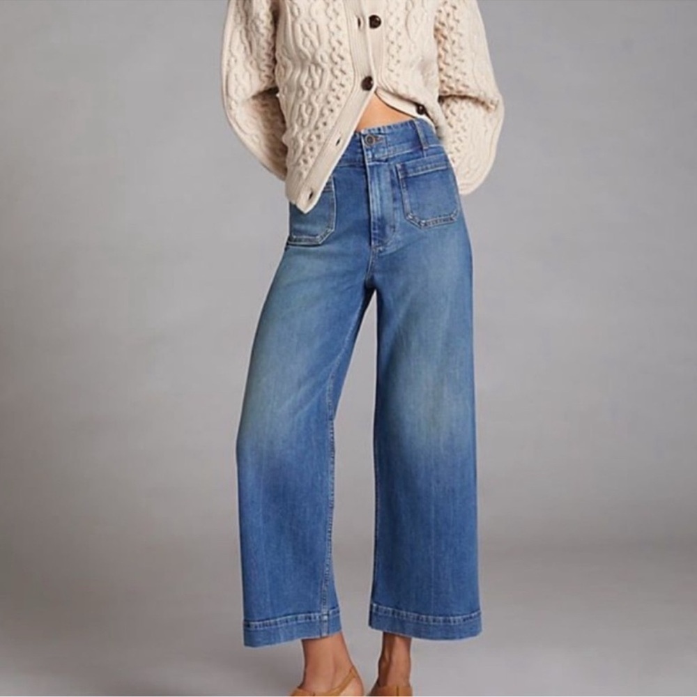 Anthropologie Pilcro The Skipper Cropped Wide Leg Jeans Size 30 Tall